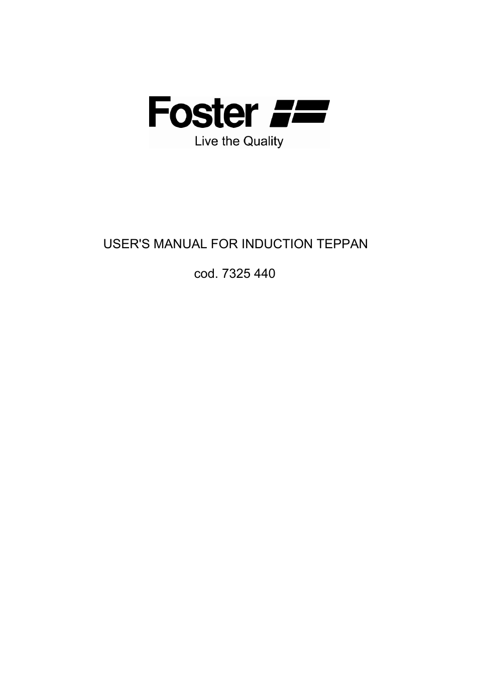 Foster Induction Teppan 7325 440 User Manual | 13 pages