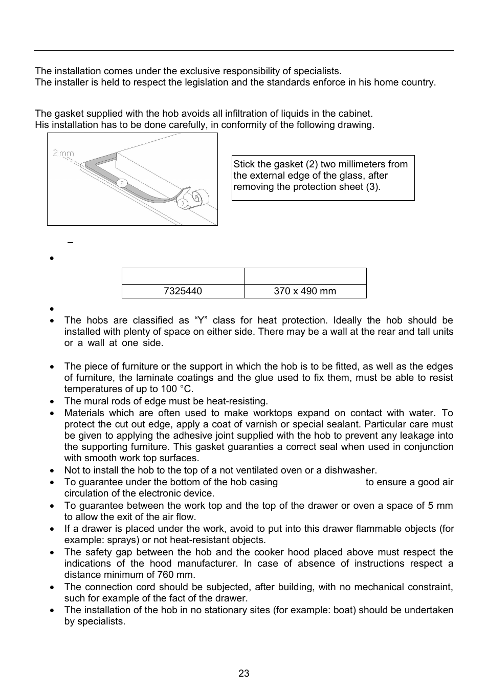 Installation instructions | Foster Induction Teppan 7325 440 User Manual | Page 11 / 13