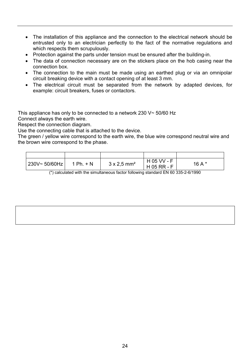 Electrical connection | Foster Induction Teppan 7325 440 User Manual | Page 12 / 13