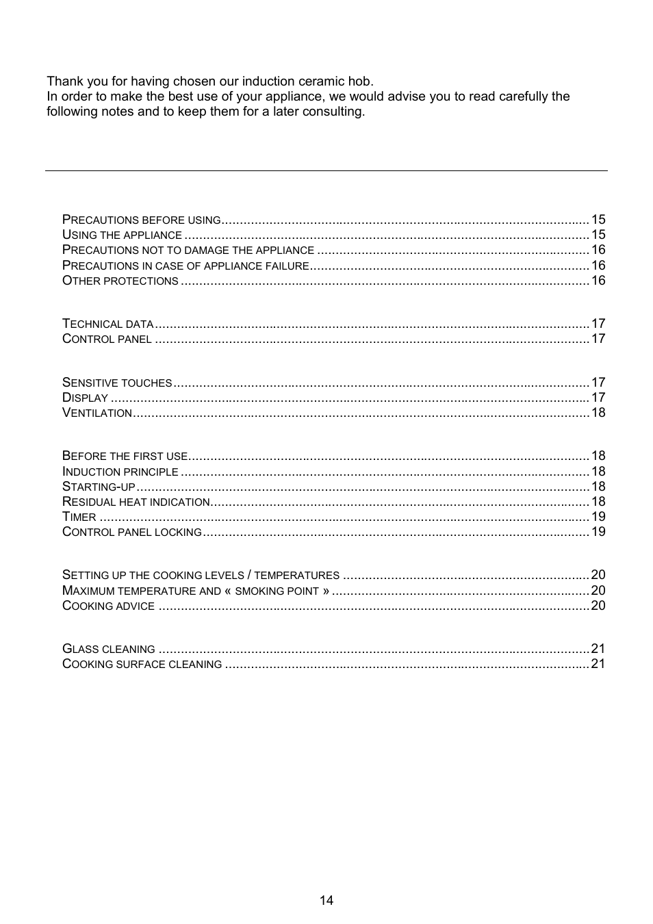 Summary | Foster Induction Teppan 7325 440 User Manual | Page 2 / 13