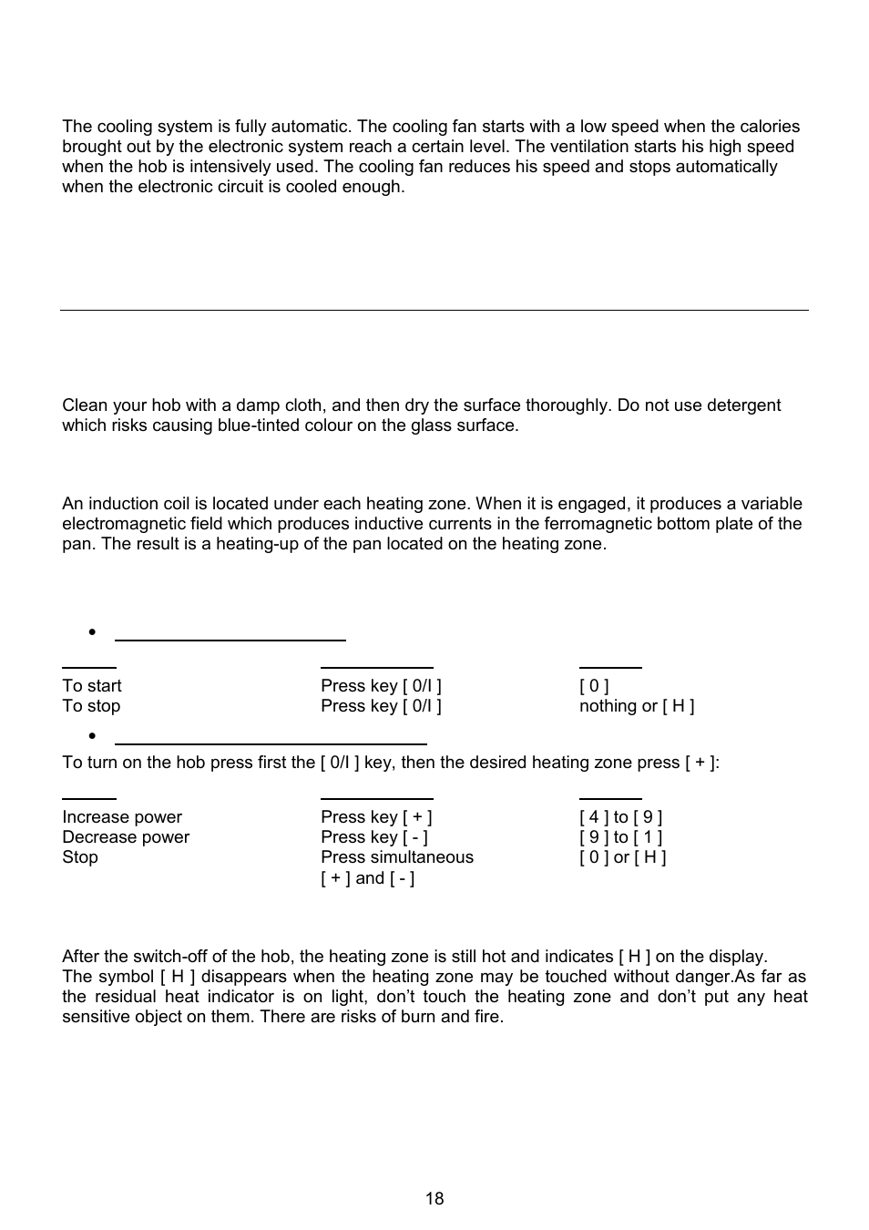 Starting-up and appliance management | Foster Induction Teppan 7325 440 User Manual | Page 6 / 13