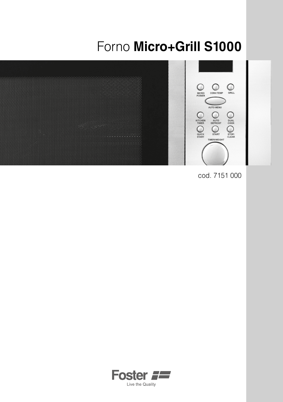 Foster Forno Micro+grill S1000 User Manual | 17 pages