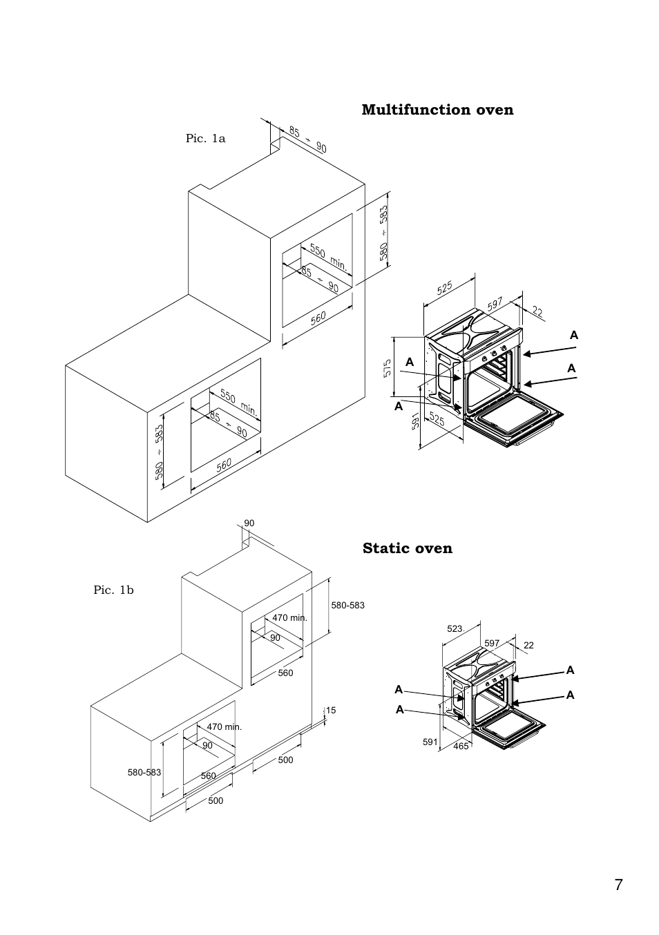 Multifunction oven static oven | Foster Built-in-oven 7120 043 User Manual | Page 8 / 39