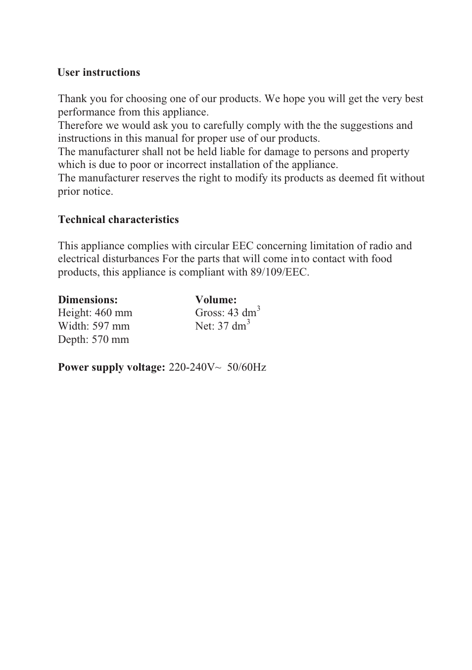 Foster Built-In Oven 7123040 User Manual | Page 4 / 18