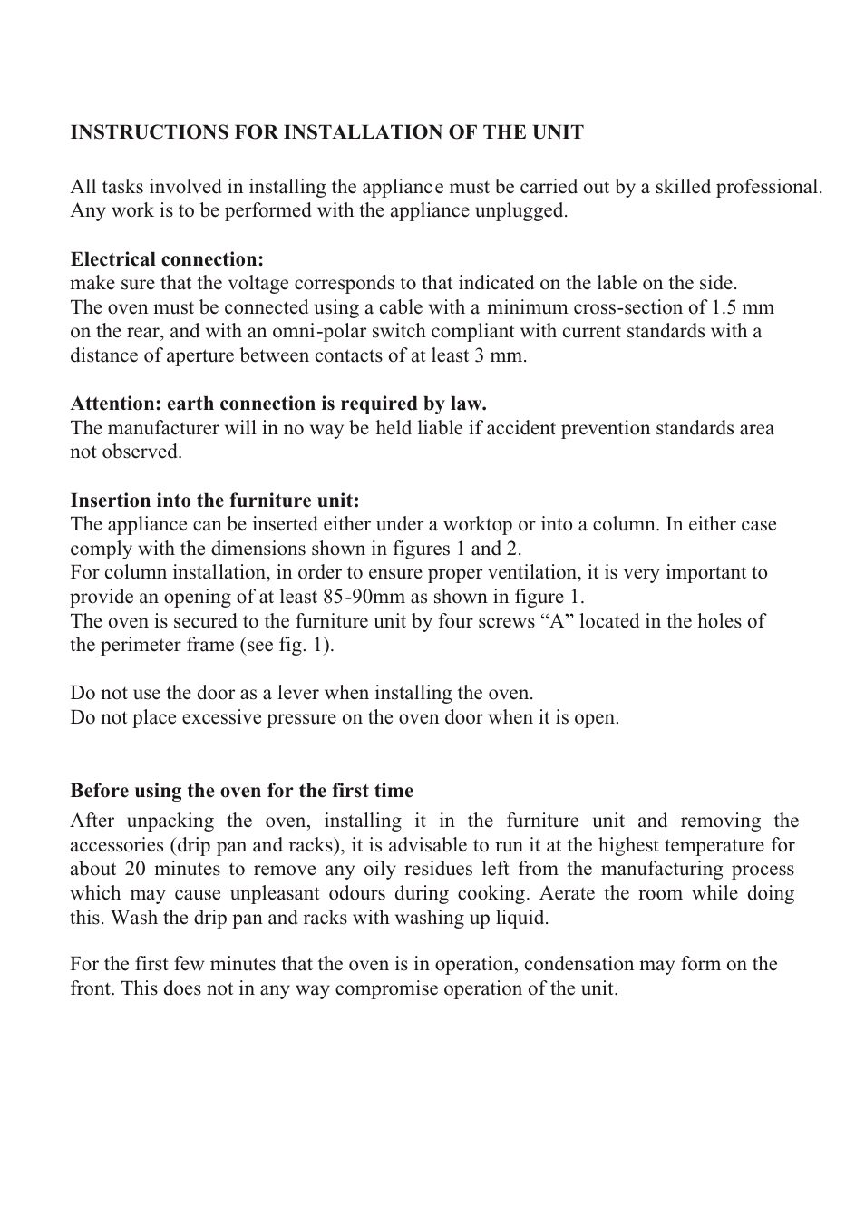 Foster Built-In Oven 7123040 User Manual | Page 7 / 18