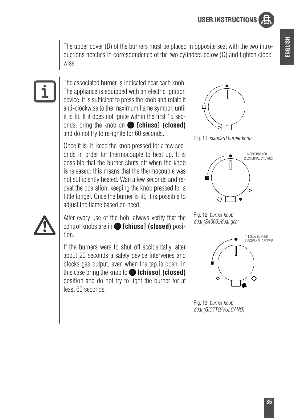 User instructions | Foster Gas Cooker Hobs 9606801 User Manual | Page 17 / 35