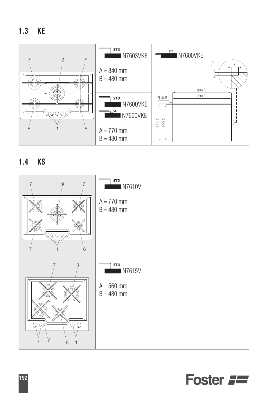 3 ke, 4 ks, N7600vke | Foster Gas Cooker Hobs 9606801 User Manual | Page 26 / 35
