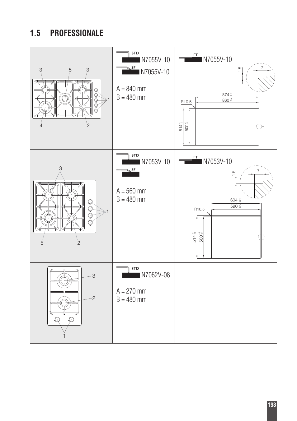 5 professionale | Foster Gas Cooker Hobs 9606801 User Manual | Page 27 / 35