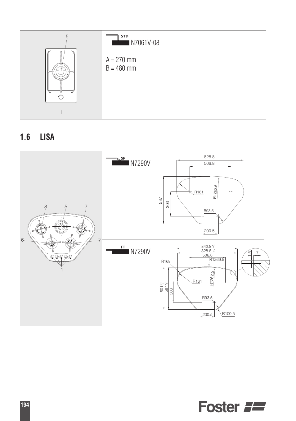 6 lisa, N7290v | Foster Gas Cooker Hobs 9606801 User Manual | Page 28 / 35