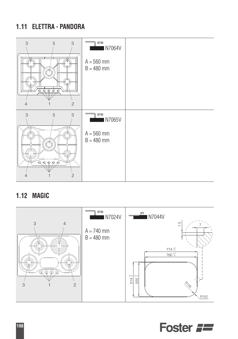 11 elettra - pandora, 12 magic | Foster Gas Cooker Hobs 9606801 User Manual | Page 32 / 35