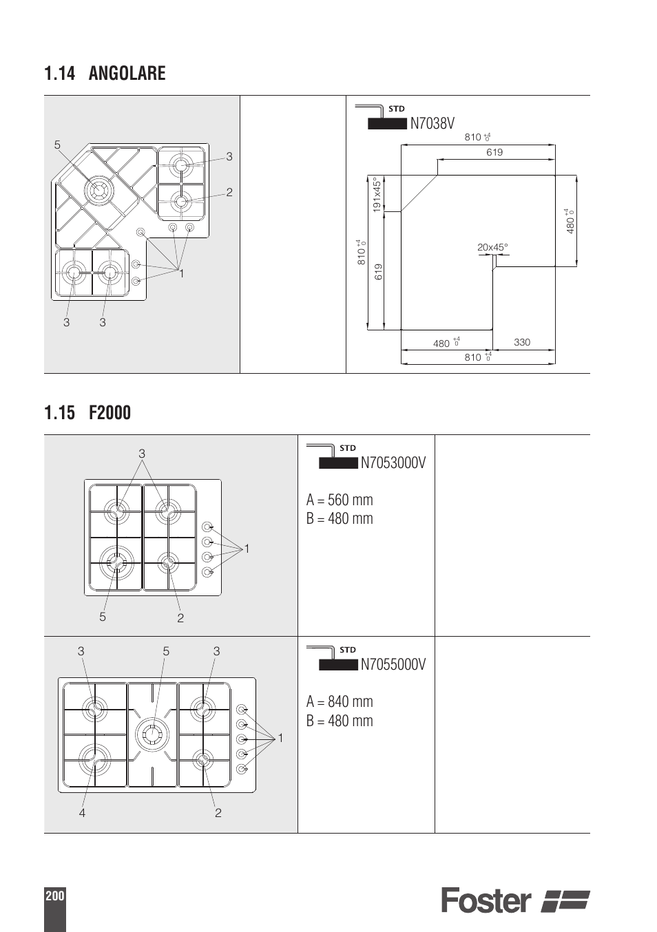 14 angolare, N7038v | Foster Gas Cooker Hobs 9606801 User Manual | Page 34 / 35