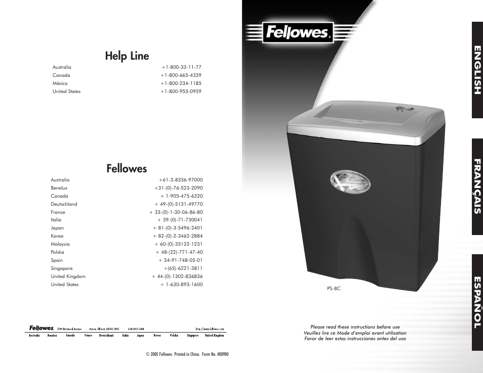 FELLOWES PS-8C User Manual | 10 pages