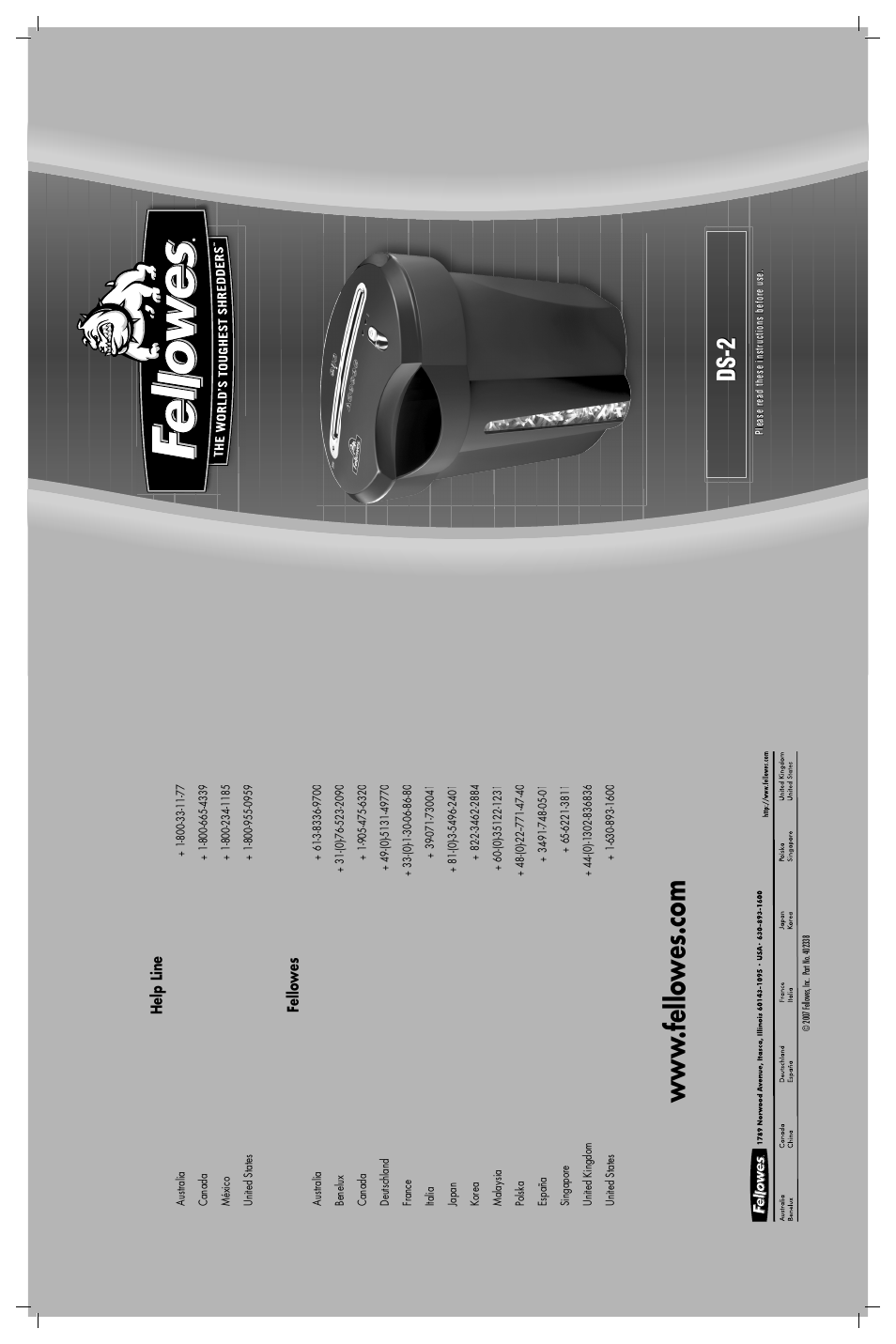 FELLOWES DS-2 User Manual | 2 pages