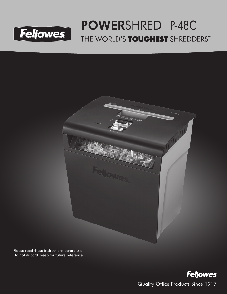 FELLOWES POWERSHRED P-48C User Manual | 4 pages