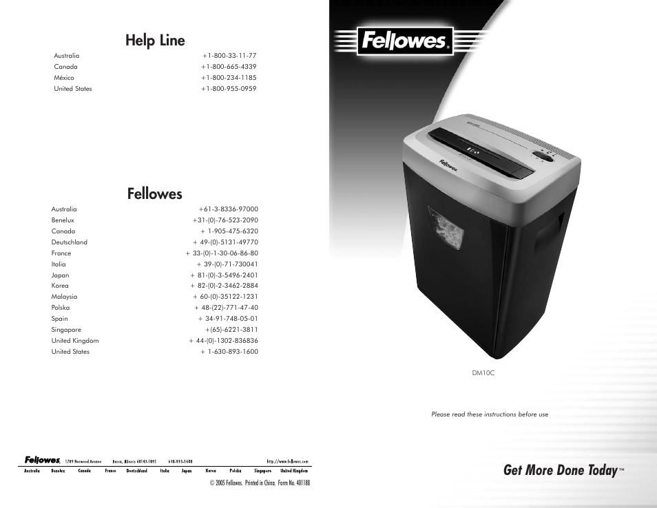 FELLOWES DM10C User Manual | 4 pages