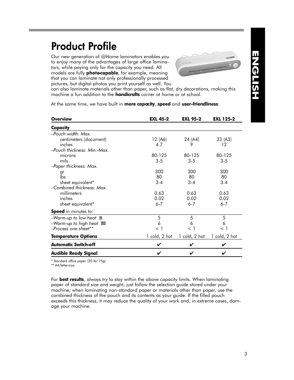 FELLOWES EXL 125-2 User Manual | Page 5 / 11