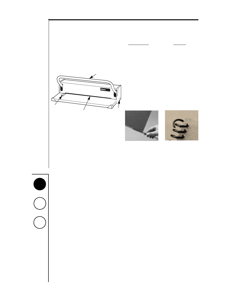 Equipment parts, Using the punching machine, Ab c | Punching holes, Binding the document, Emptying paper cuttings | FELLOWES PC 100 User Manual | Page 2 / 4