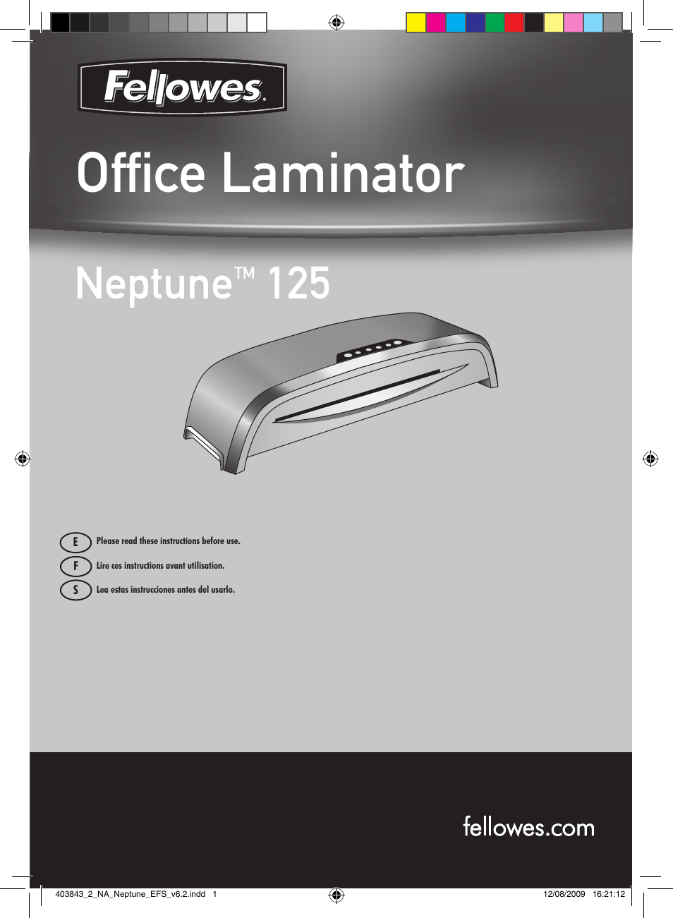 FELLOWES NEPTUNE 125 User Manual | 8 pages