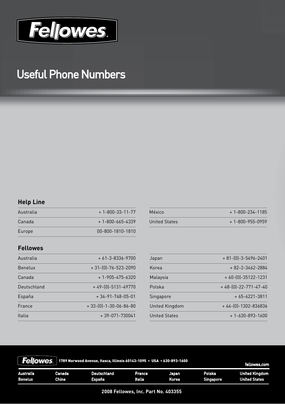 Safecut, Rotary trimmers, Neutron | Plus proton, Electron, Useful phone numbers | FELLOWES SafeCut Neutron Plus User Manual | Page 5 / 5