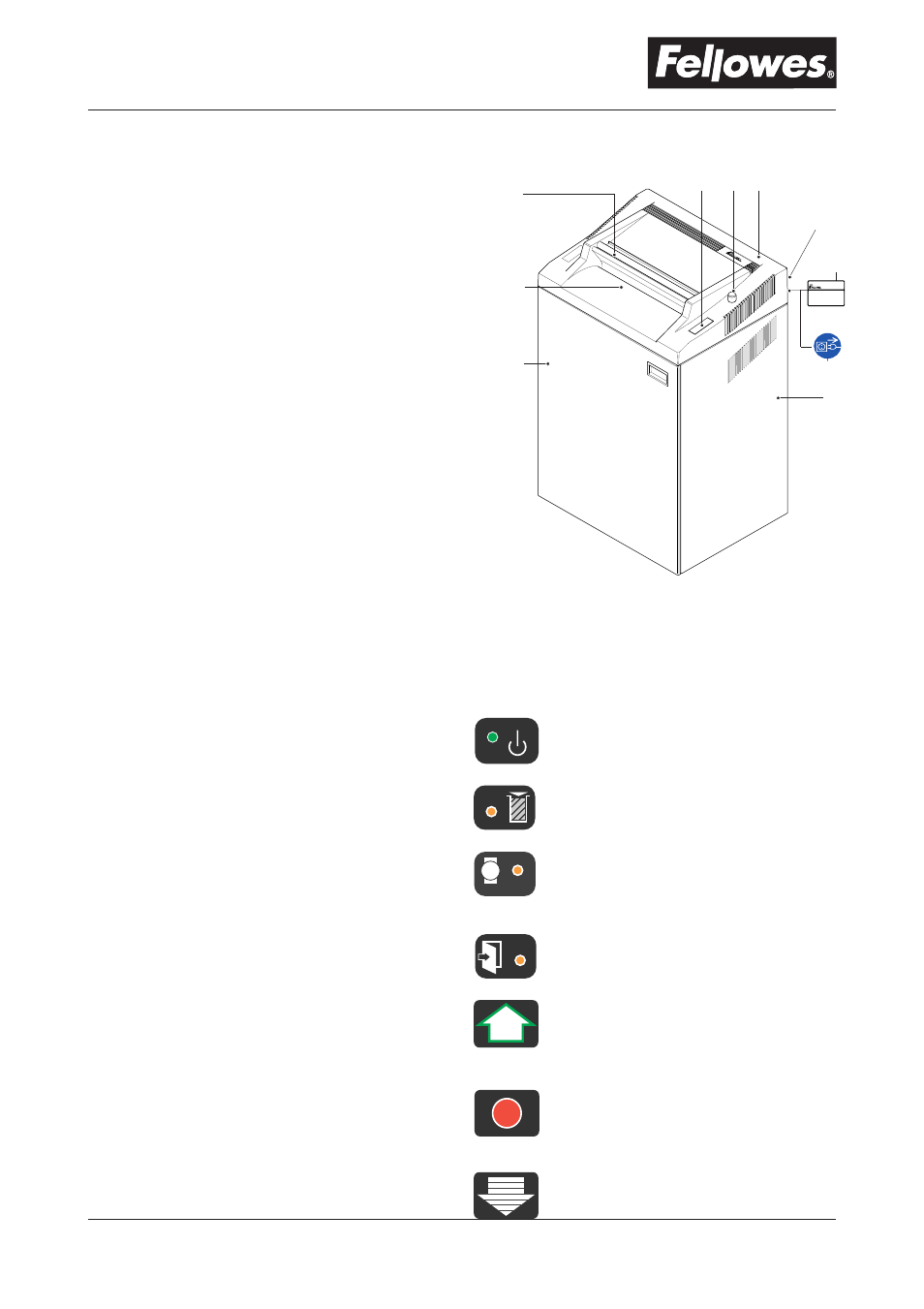 Important safety instructions, Parts identification | FELLOWES Powershred 520HS User Manual | Page 4 / 8