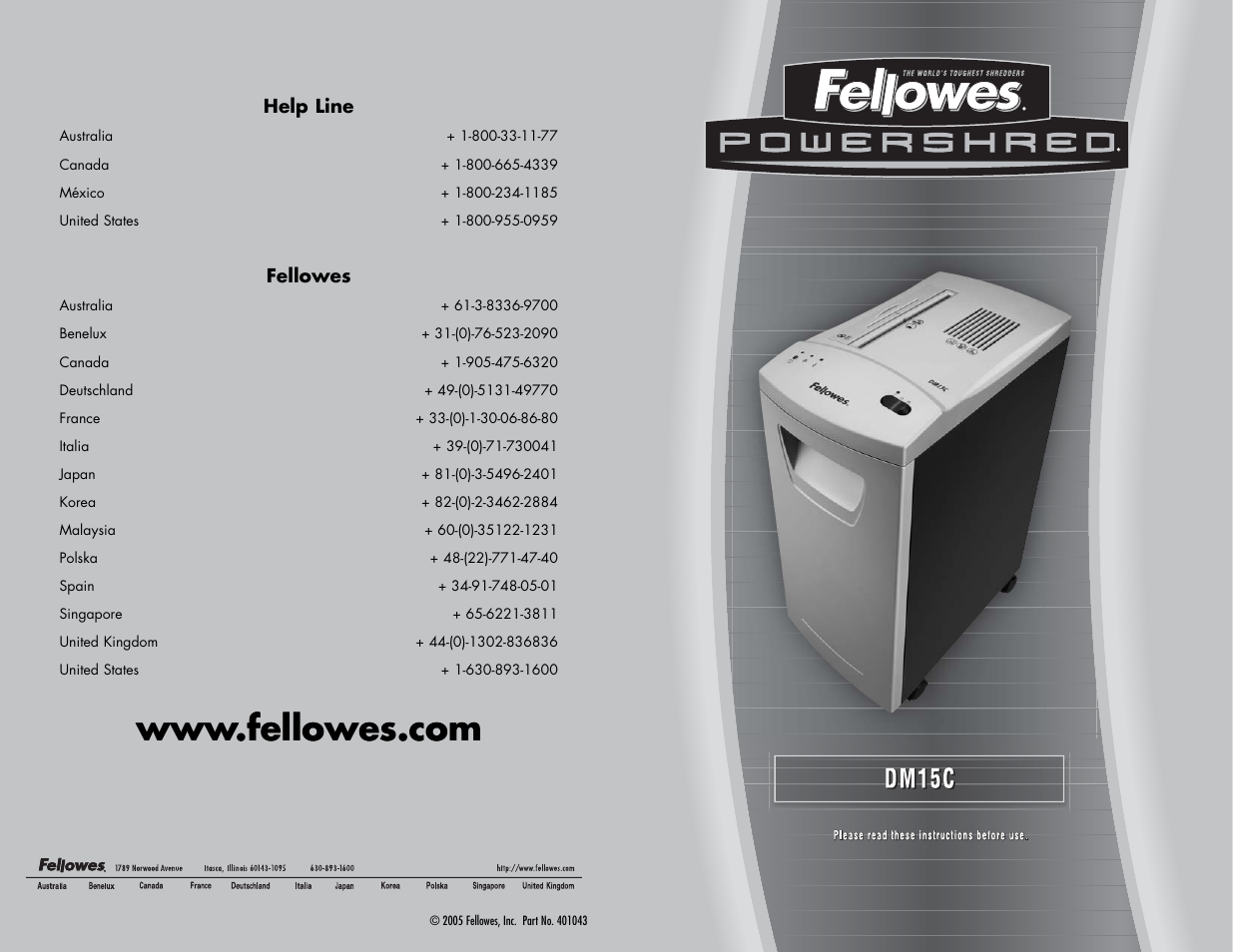 FELLOWES DM15C User Manual | 2 pages