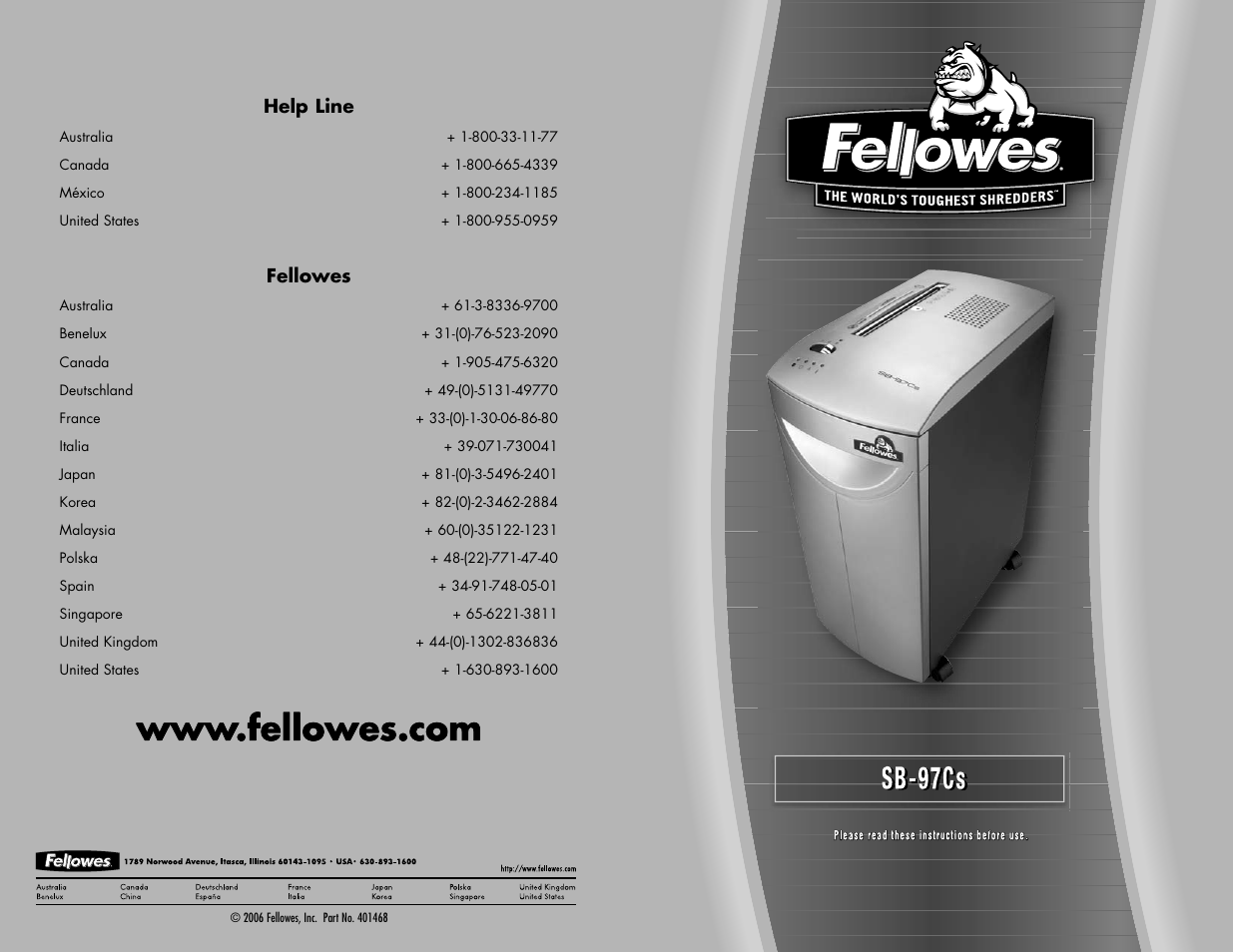 FELLOWES SB-97CS User Manual | 2 pages