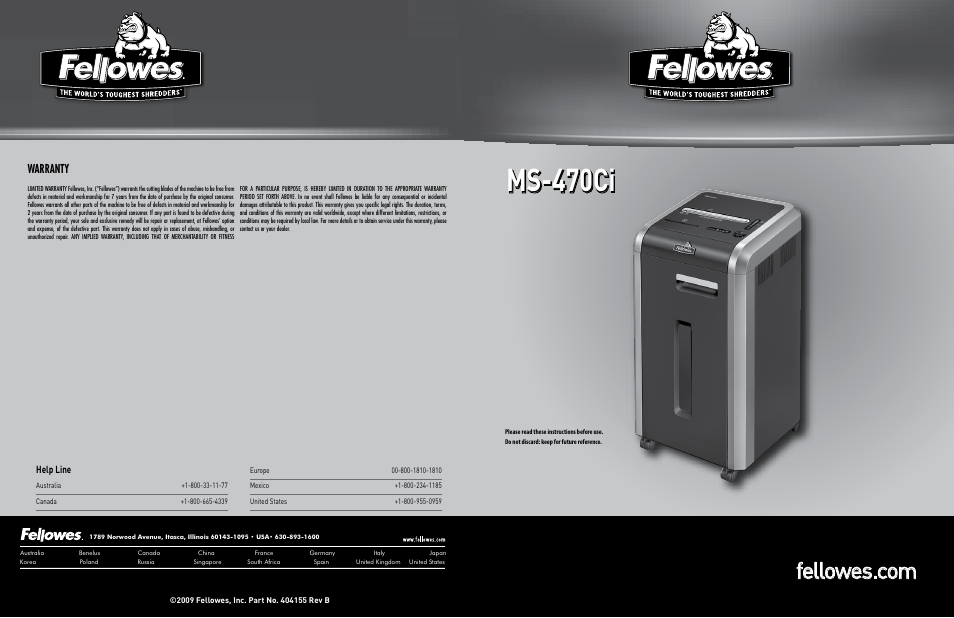 FELLOWES MS-470Ci User Manual | 2 pages