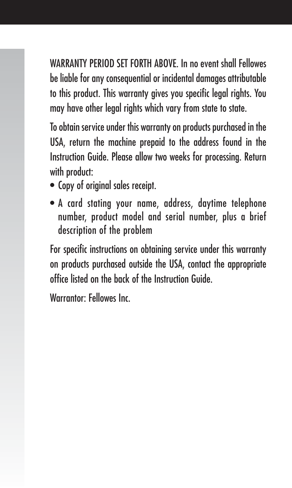 FELLOWES 854576 User Manual | Page 12 / 12