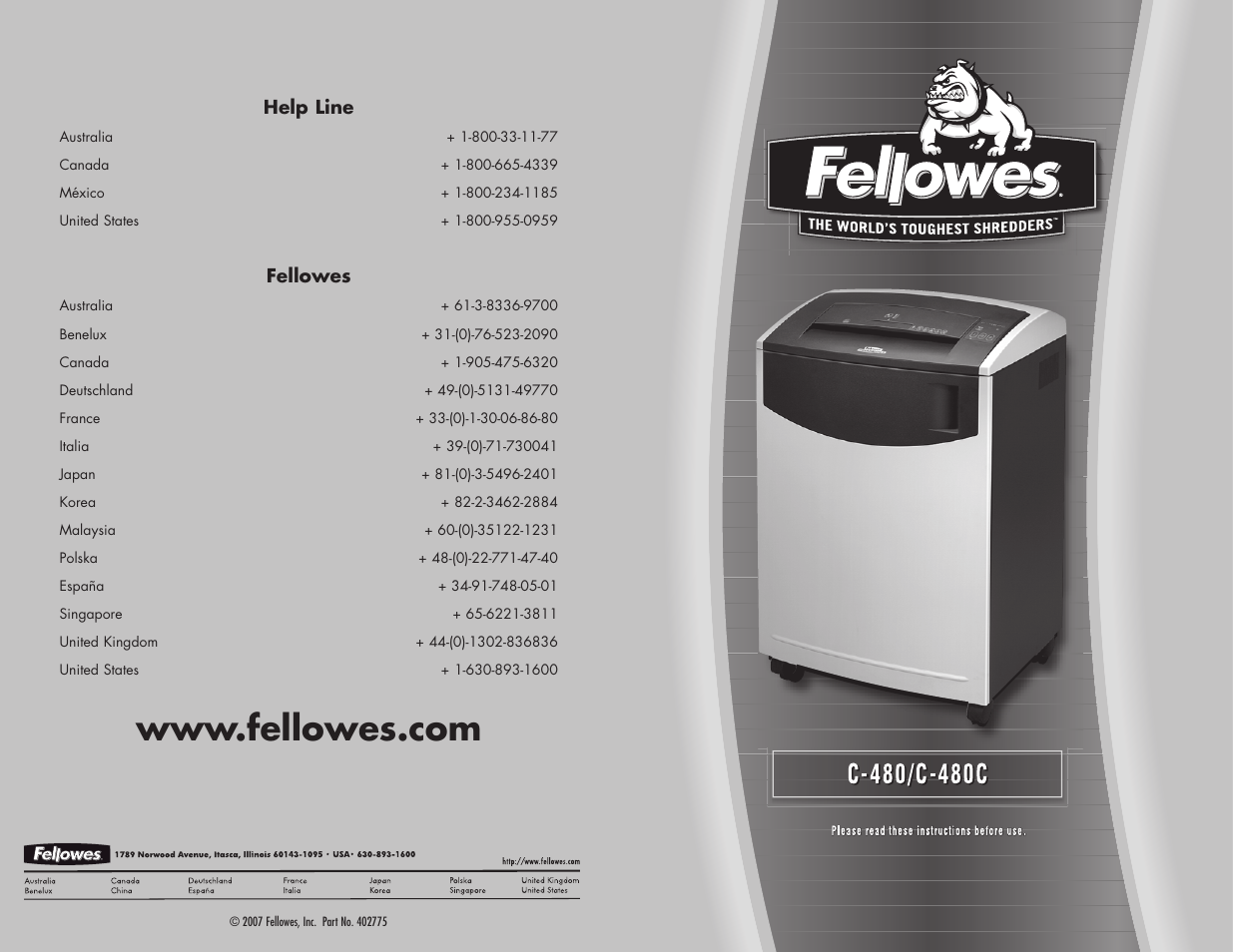 FELLOWES C-480  EN User Manual | 2 pages