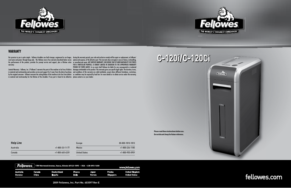 FELLOWES c120ci User Manual | 2 pages