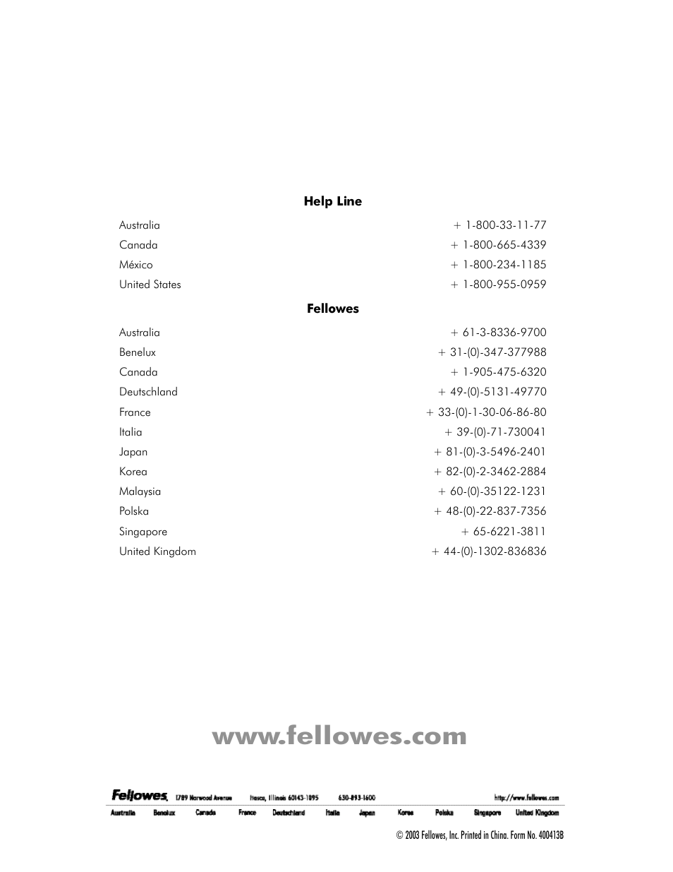 FELLOWES HRL 95 User Manual | Page 11 / 11