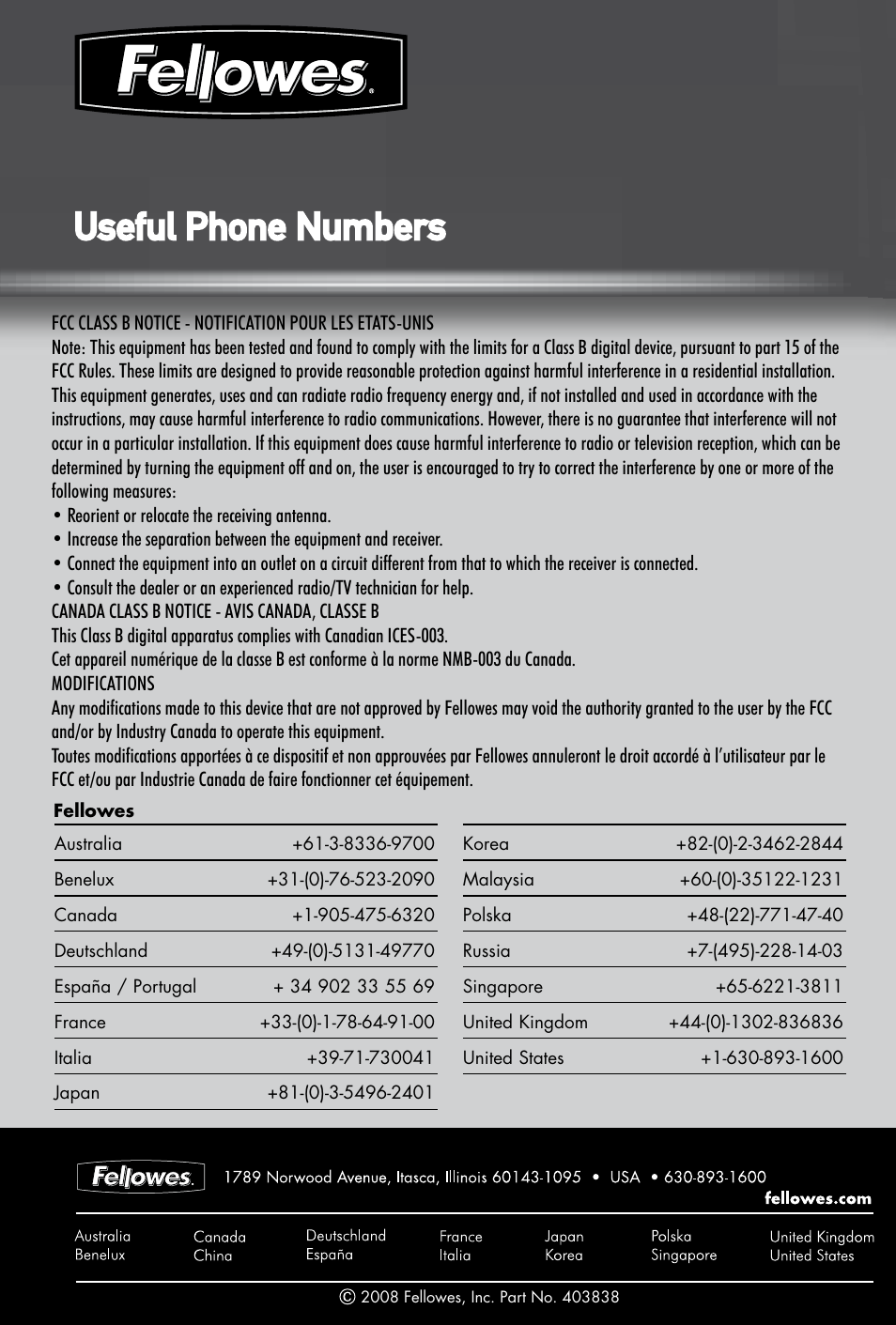 FELLOWES Helios 30TM User Manual | Page 8 / 8