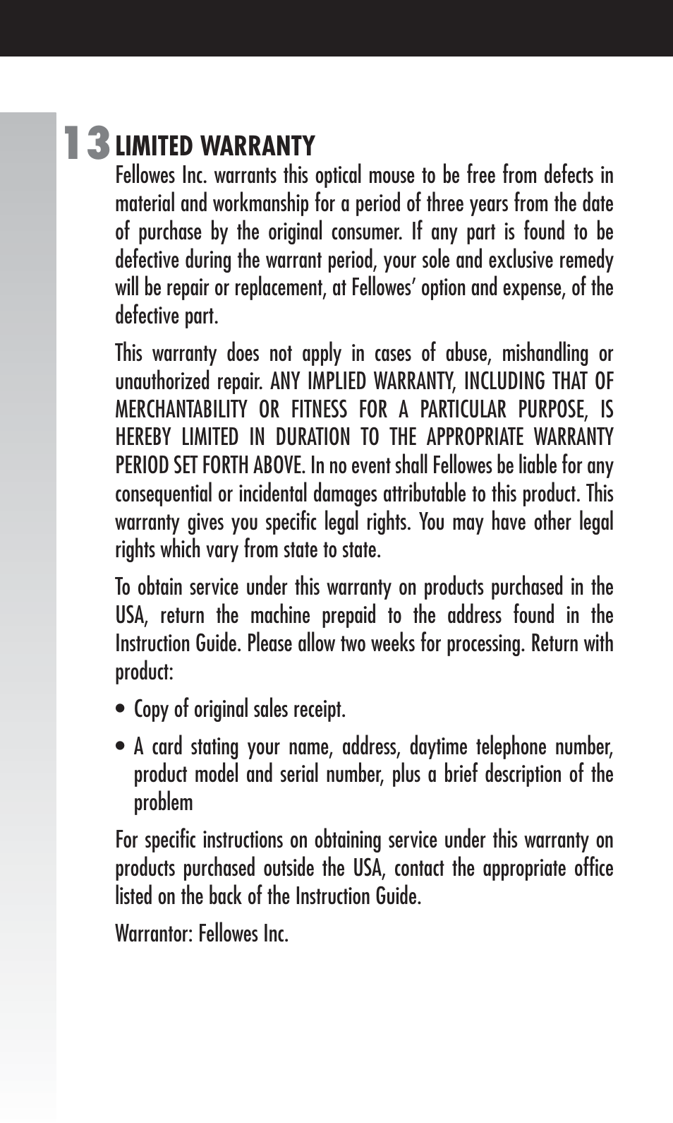 FELLOWES Cordless Mouse User Manual | Page 11 / 12