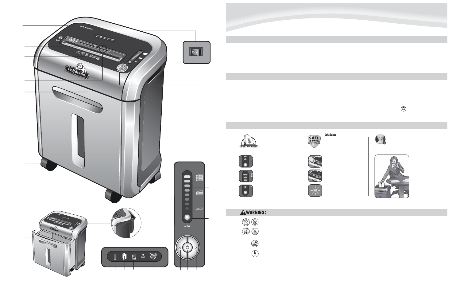 R. s. t. q. q p, K. l. m. n. o. a. b. d. e. c. j. g. h, Capabilities | Advanced product features | FELLOWES SB-89CI User Manual | Page 3 / 5