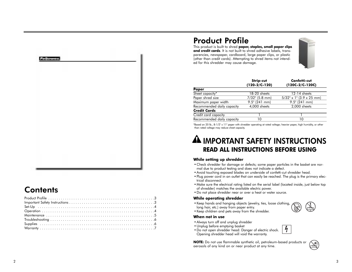 FELLOWES C-120C  EN User Manual | Page 3 / 5