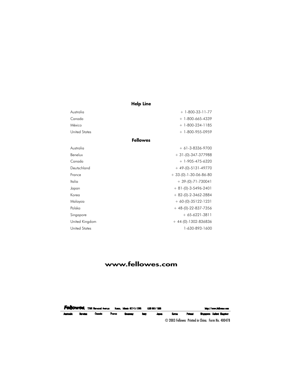 FELLOWES OD500C User Manual | Page 8 / 8