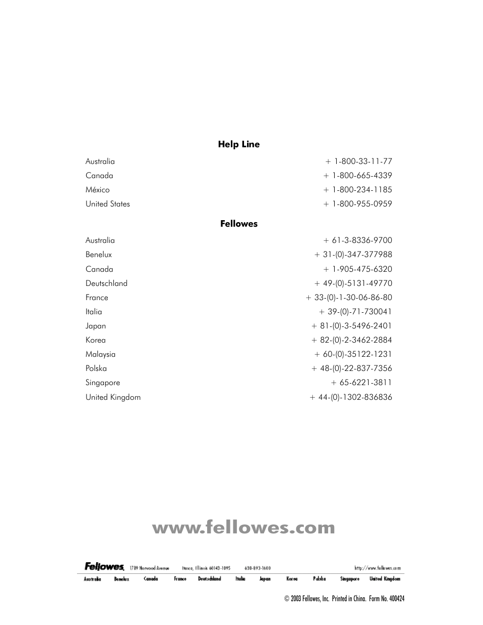 FELLOWES WB 150 User Manual | Page 10 / 10