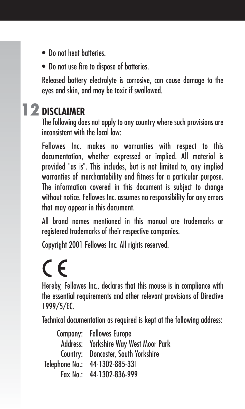 FELLOWES Cordless User Manual | Page 10 / 12