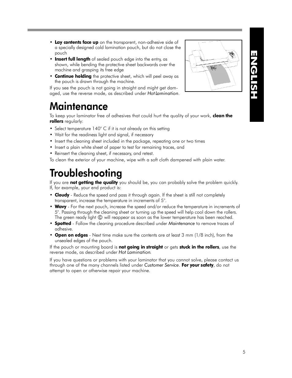 Troubleshooting | FELLOWES SPL 125 User Manual | Page 7 / 9