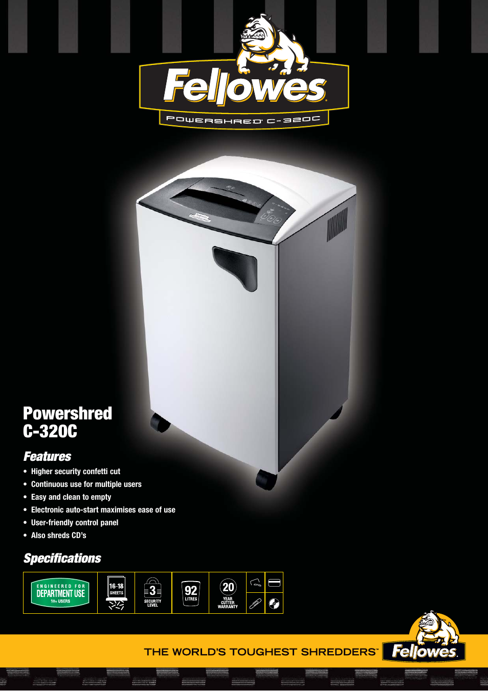 FELLOWES POWERSHRED C-320C User Manual | 2 pages