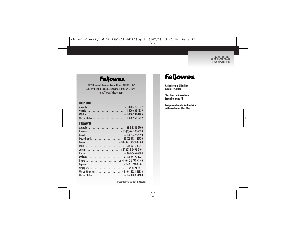 FELLOWES 9893401 User Manual | 16 pages