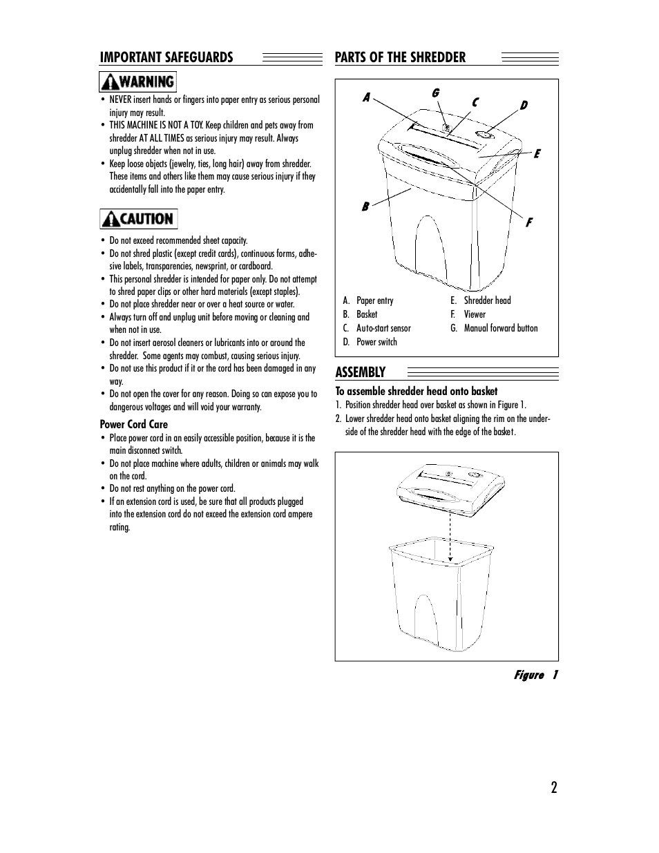 Important safeguards | FELLOWES P500-2W User Manual | Page 3 / 6