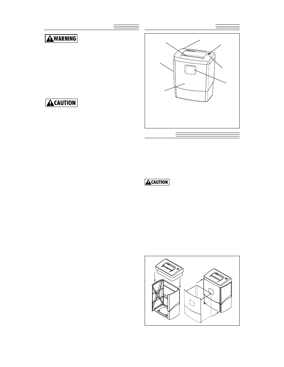 Important safeguards, Parts of the shredder assembly | FELLOWES DM65C User Manual | Page 2 / 4