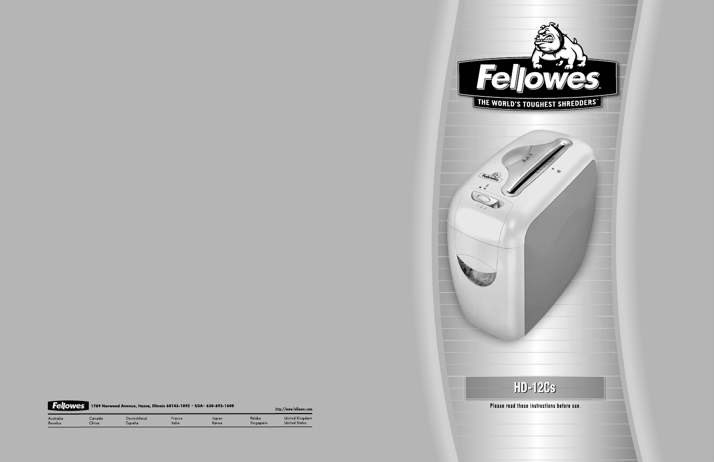 FELLOWES HD12CS User Manual | 2 pages