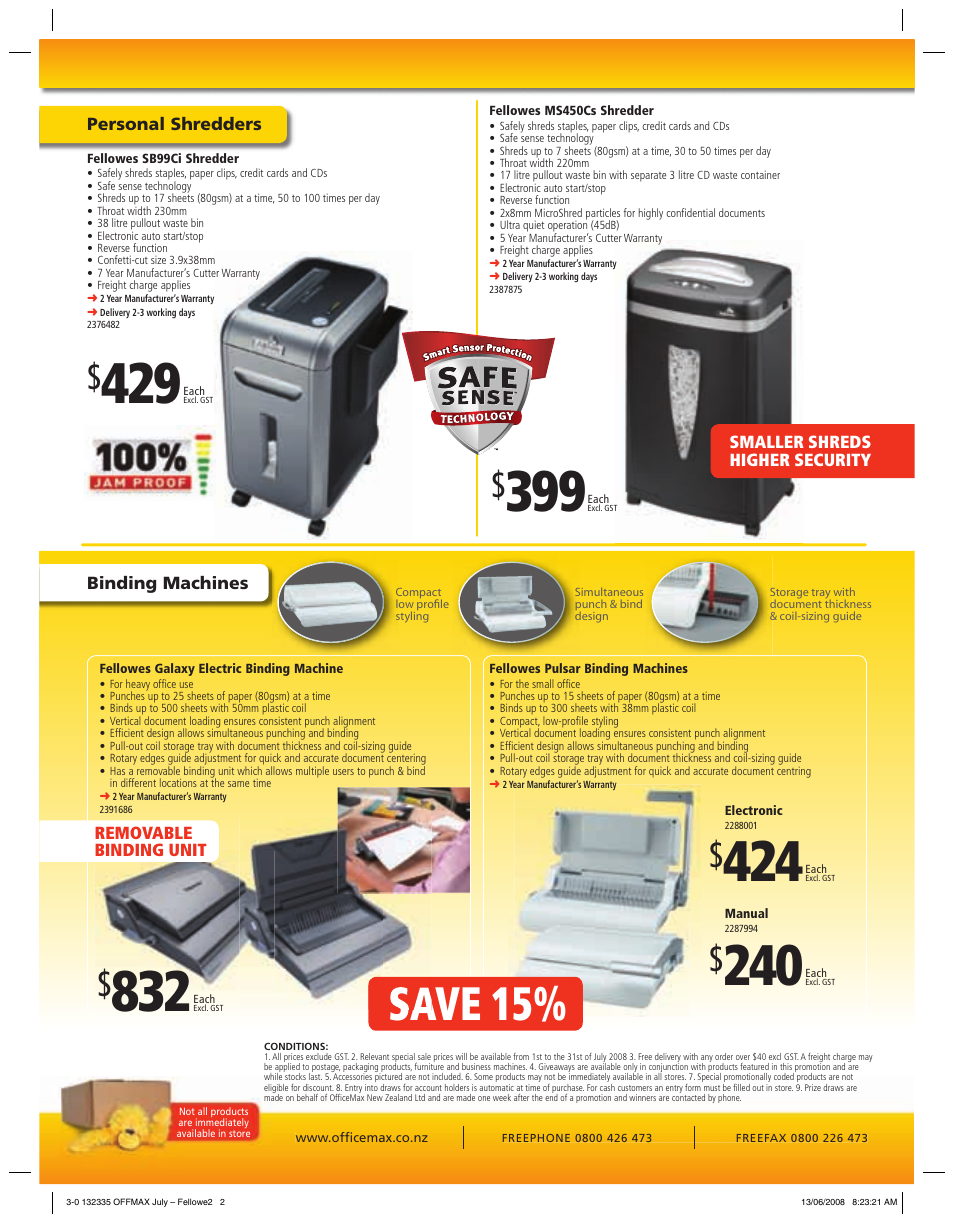 Save 15 | FELLOWES jupiter a3 User Manual | Page 2 / 2