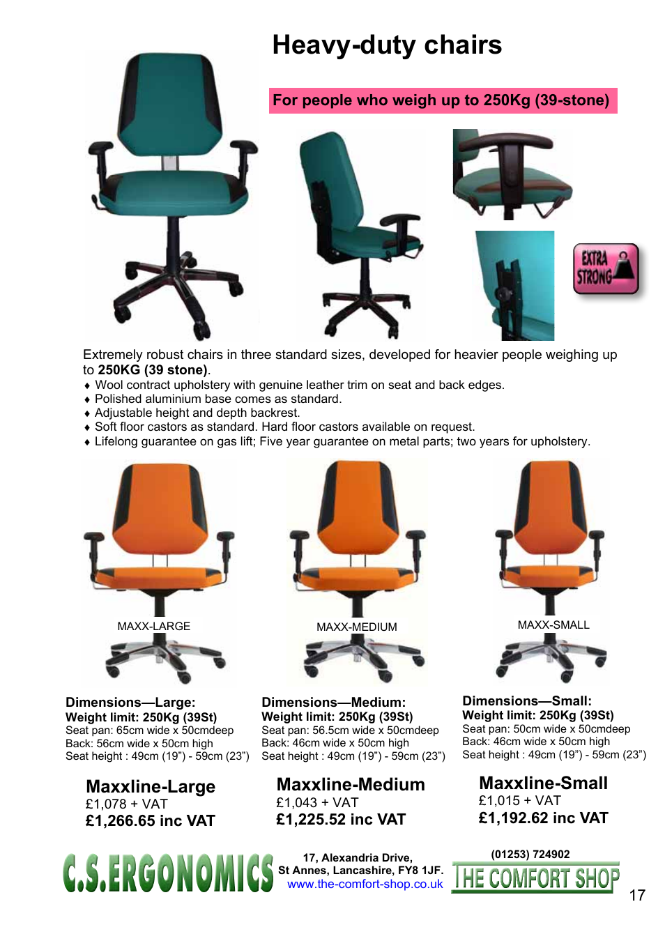 Heavy-duty chairs, Maxxline-large, Maxxline-medium | Maxxline-small | FELLOWES C.S. Ergonomics RH 400 User Manual | Page 17 / 70