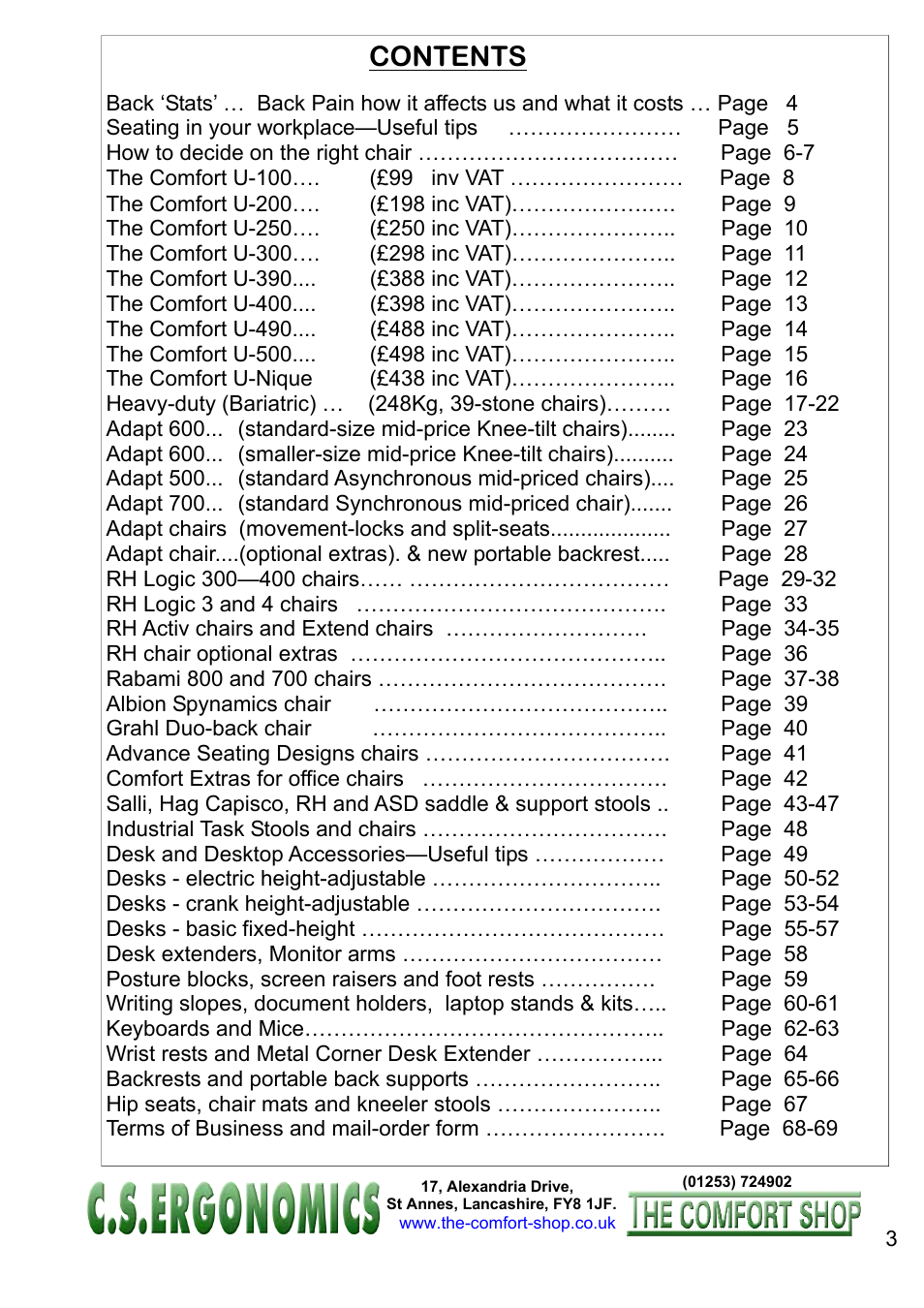 FELLOWES C.S. Ergonomics RH 400 User Manual | Page 3 / 70