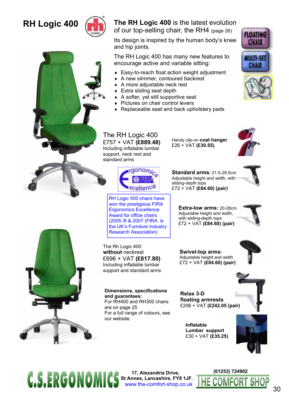 Rh logic 400, The rh logic 400 | FELLOWES C.S. Ergonomics RH 400 User Manual | Page 30 / 70