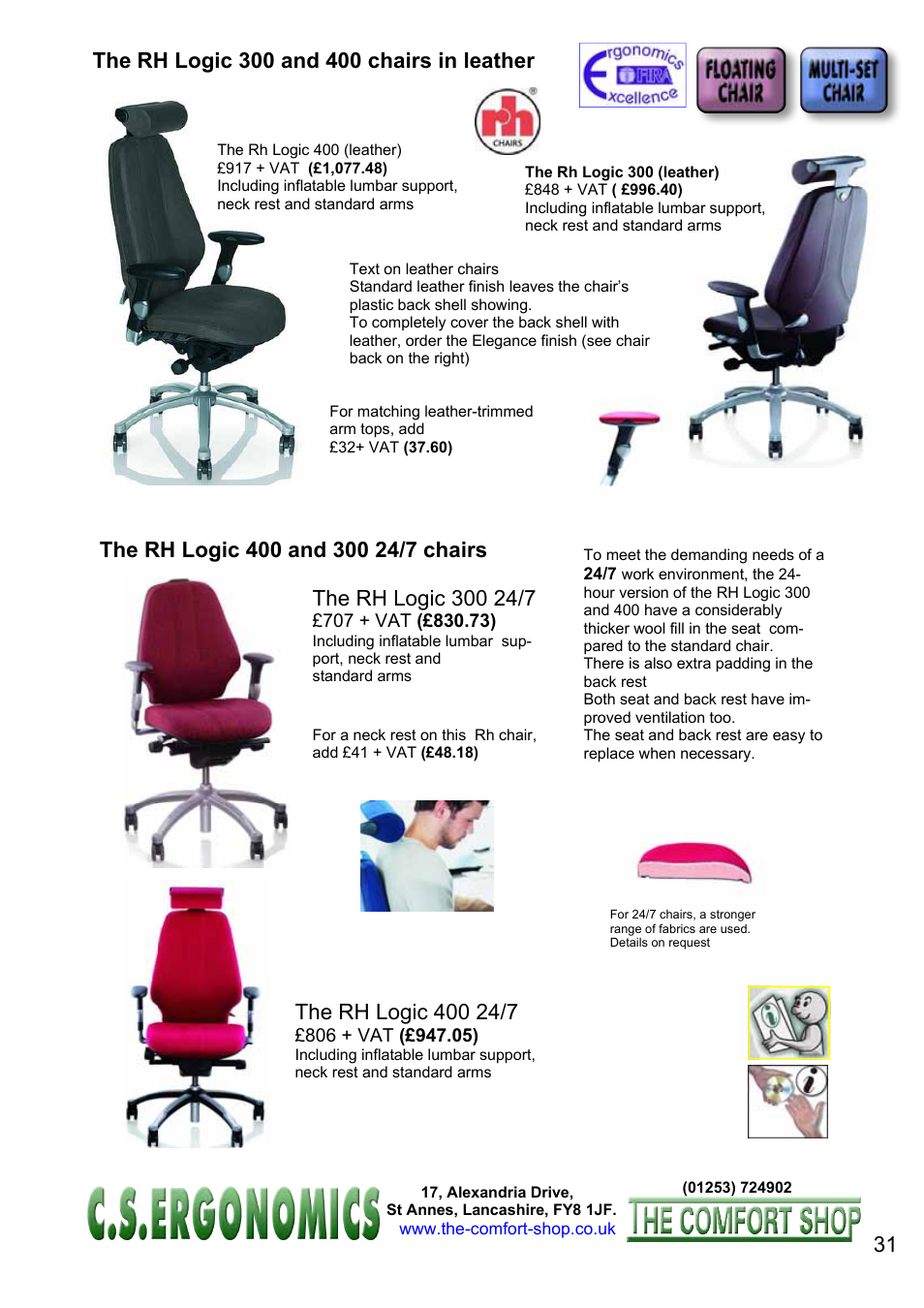 FELLOWES C.S. Ergonomics RH 400 User Manual | Page 31 / 70