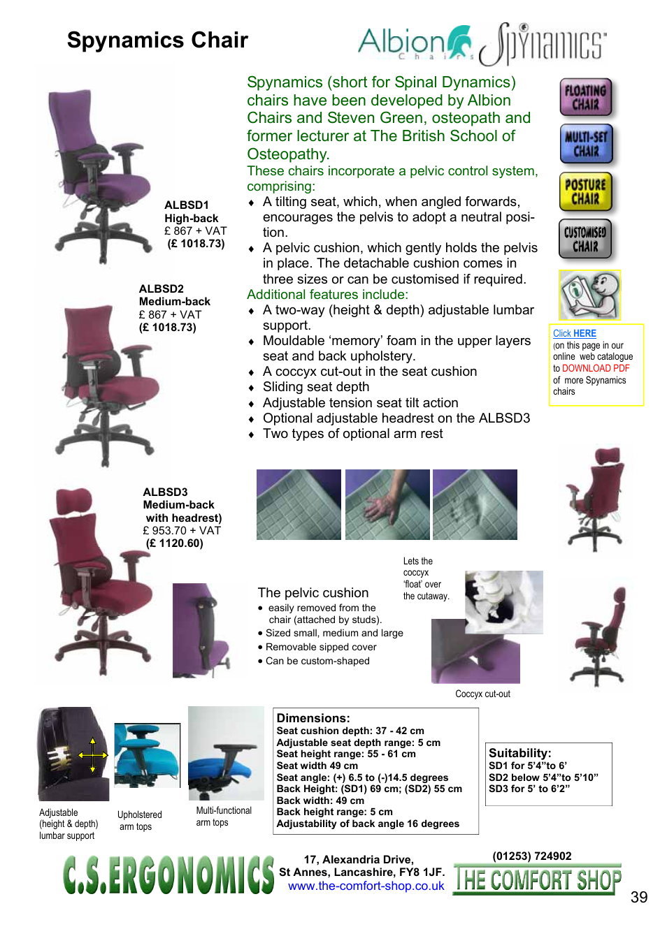 Spynamics chair | FELLOWES C.S. Ergonomics RH 400 User Manual | Page 39 / 70